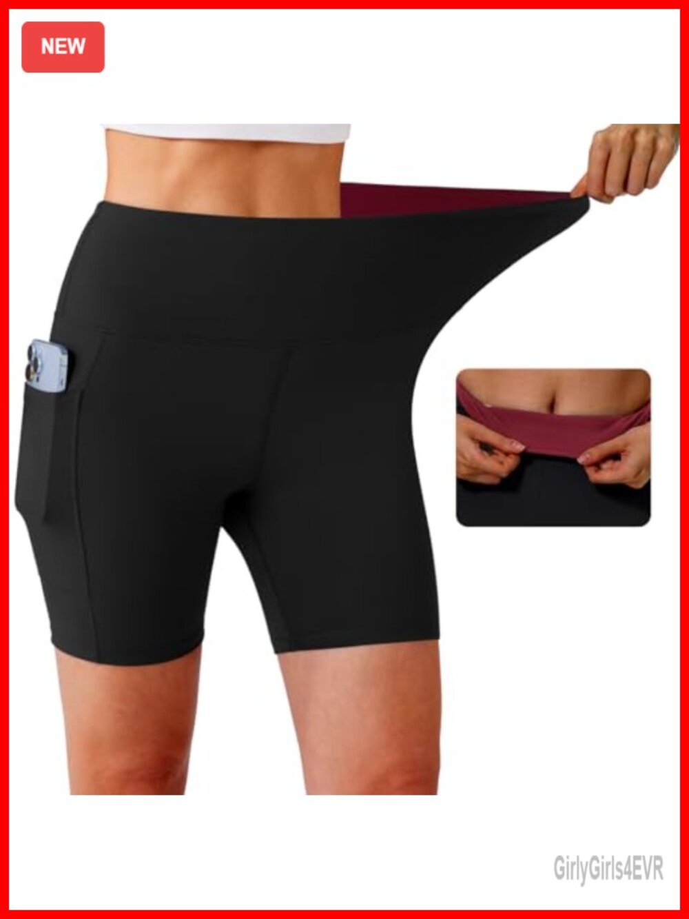 High Waisted Biker Shorts Tummy Control Side Pockets Yoga Workout